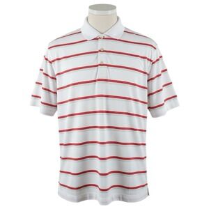 Nike Golf Tour Performance Dri-FIT Mens Large Polo White Striped‎ Shirt